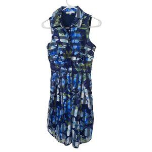 Sandra Darren blue green and white floral spring Easter dress size 6